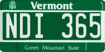 VT license plate NDI365