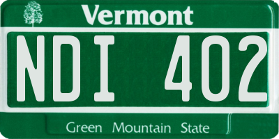 VT license plate NDI402