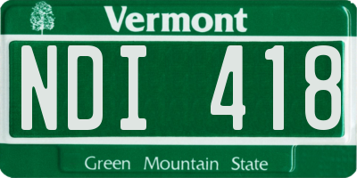 VT license plate NDI418