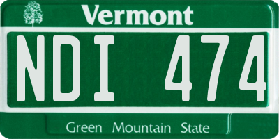 VT license plate NDI474