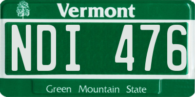 VT license plate NDI476