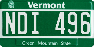 VT license plate NDI496