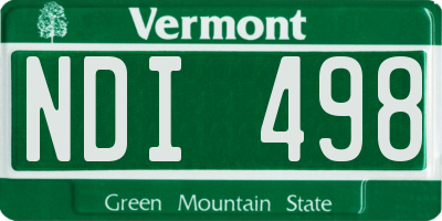 VT license plate NDI498
