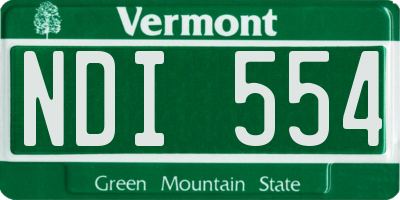 VT license plate NDI554