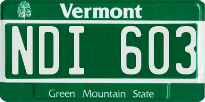 VT license plate NDI603