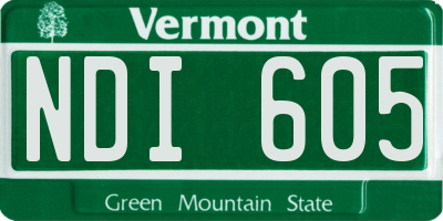 VT license plate NDI605