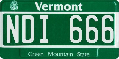 VT license plate NDI666