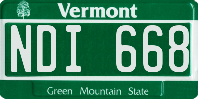 VT license plate NDI668