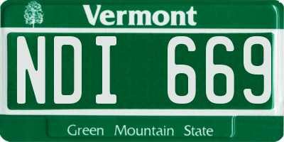 VT license plate NDI669