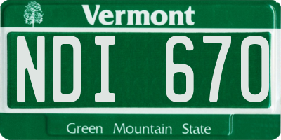 VT license plate NDI670