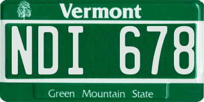 VT license plate NDI678