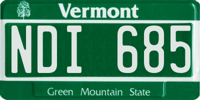 VT license plate NDI685