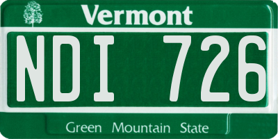 VT license plate NDI726