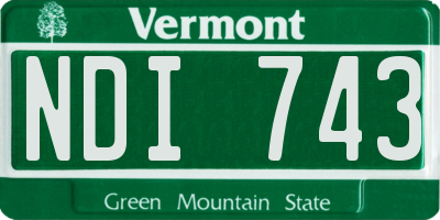 VT license plate NDI743