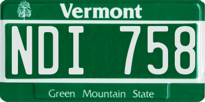 VT license plate NDI758