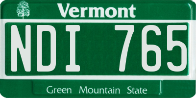 VT license plate NDI765
