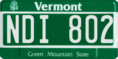 VT license plate NDI802
