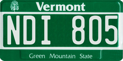 VT license plate NDI805