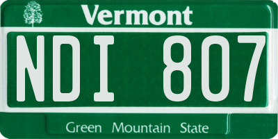 VT license plate NDI807