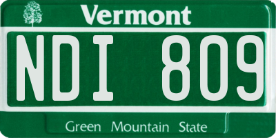 VT license plate NDI809