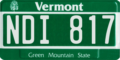 VT license plate NDI817
