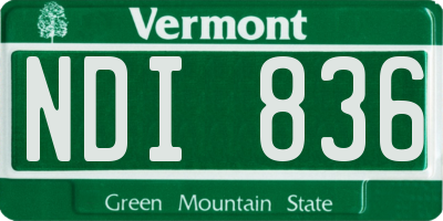 VT license plate NDI836