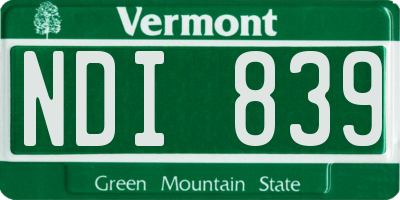 VT license plate NDI839