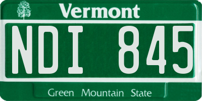 VT license plate NDI845