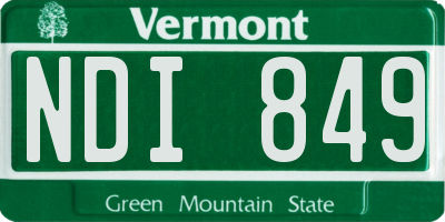 VT license plate NDI849