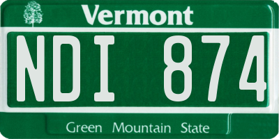 VT license plate NDI874