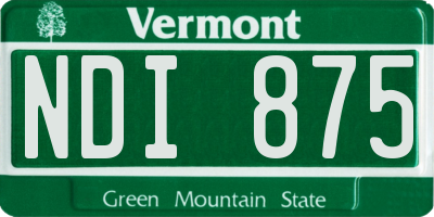 VT license plate NDI875