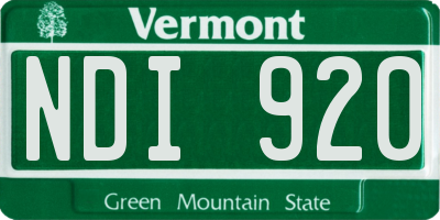 VT license plate NDI920