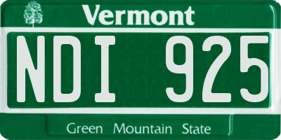 VT license plate NDI925