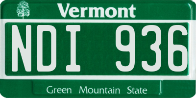 VT license plate NDI936