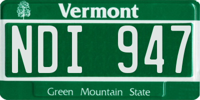 VT license plate NDI947