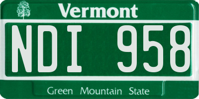 VT license plate NDI958