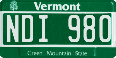 VT license plate NDI980