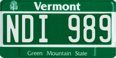 VT license plate NDI989