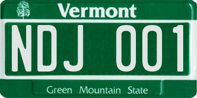 VT license plate NDJ001