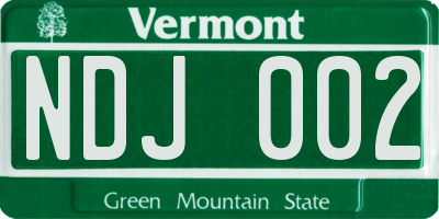 VT license plate NDJ002