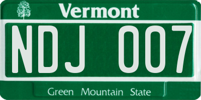 VT license plate NDJ007