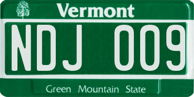 VT license plate NDJ009