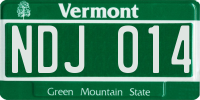 VT license plate NDJ014