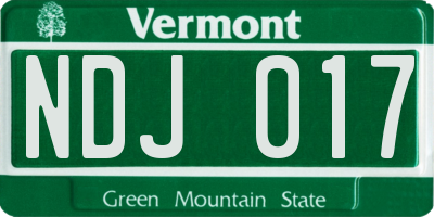 VT license plate NDJ017