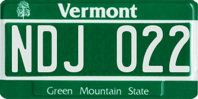 VT license plate NDJ022