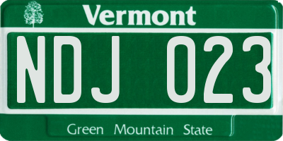 VT license plate NDJ023