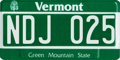 VT license plate NDJ025