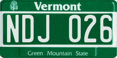 VT license plate NDJ026