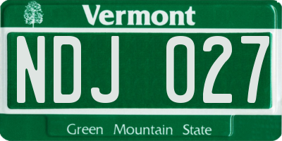 VT license plate NDJ027