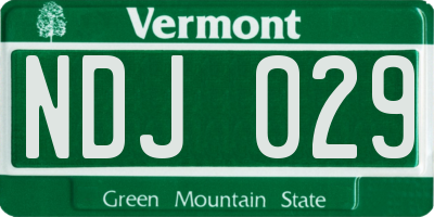 VT license plate NDJ029